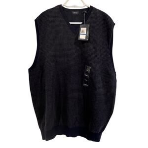 NWT IZOD XL Cotton Sweater Vest Thunder Navy V-Neck Houndstooth MSRP $50